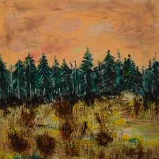 Highway 7 Ontario: Beeswax, dry pigments oil painting on a gallery style wooden panel ready for display Size: 16 inches x 16 inches